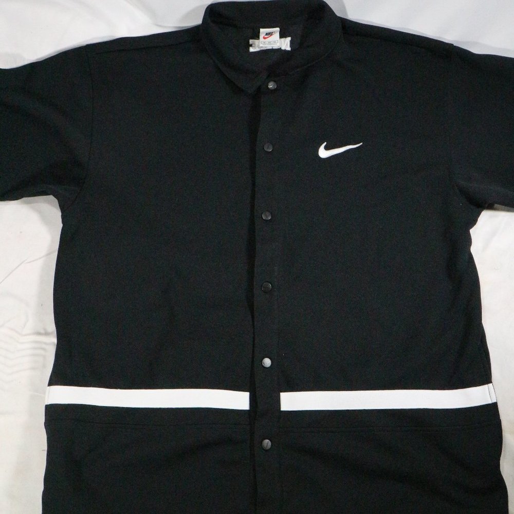 NIKE Vintage 90s Oversize Black/White Snap Button Jersey Shirt XL - Picture 2 of 9